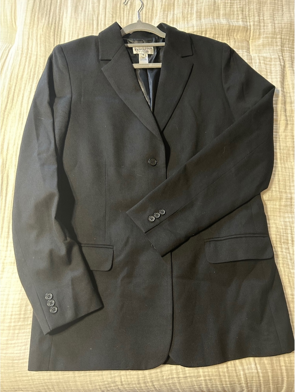 Pendleton Wool Three Button Black Blazer Tall